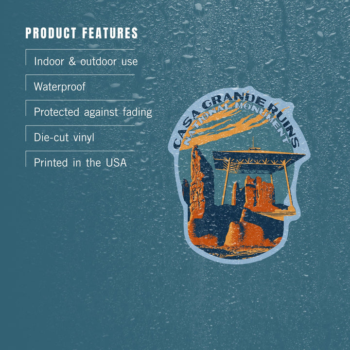 Casa Grande Ruins National Monument, Arizona, WPA, Contour, Vinyl Sticker Sticker Lantern Press