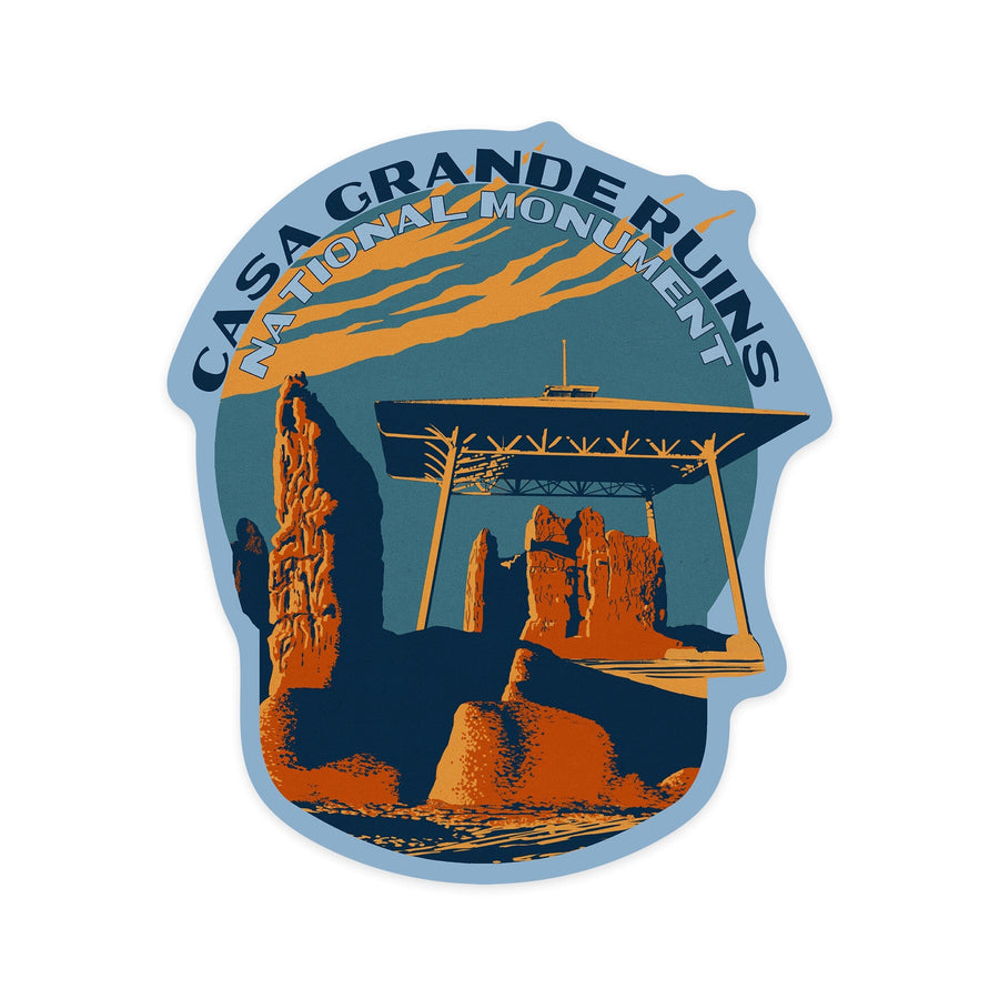 Casa Grande Ruins National Monument, Arizona, WPA, Contour, Vinyl Sticker Sticker Lantern Press