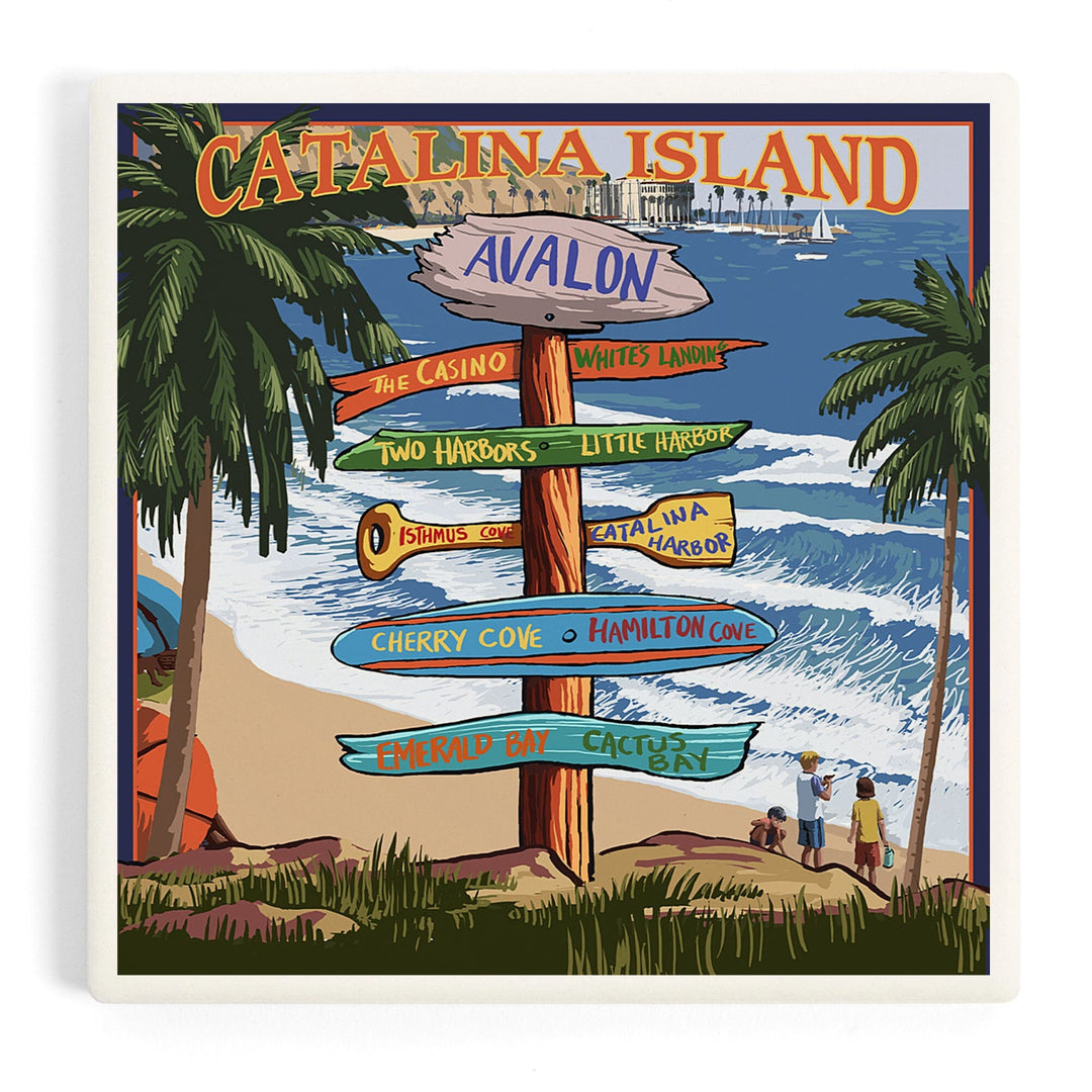Catalina Island, California, Destination Sign, Coasters Coasters Lantern Press