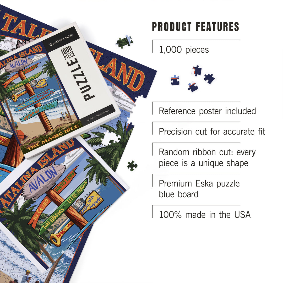 Catalina Island, California, Destination Sign, Jigsaw Puzzle Puzzle Lantern Press