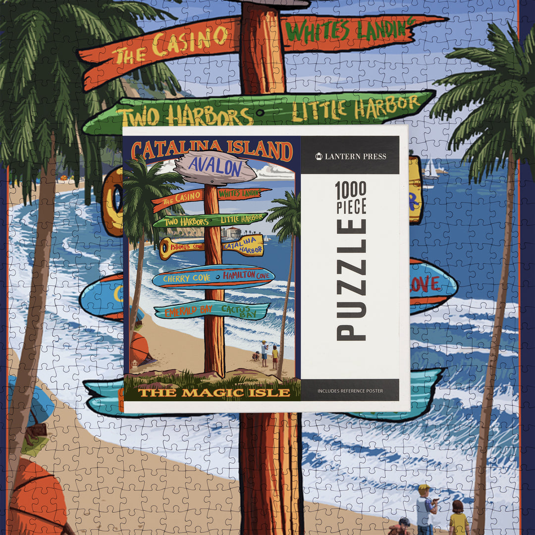 Catalina Island, California, Destination Sign, Jigsaw Puzzle Puzzle Lantern Press