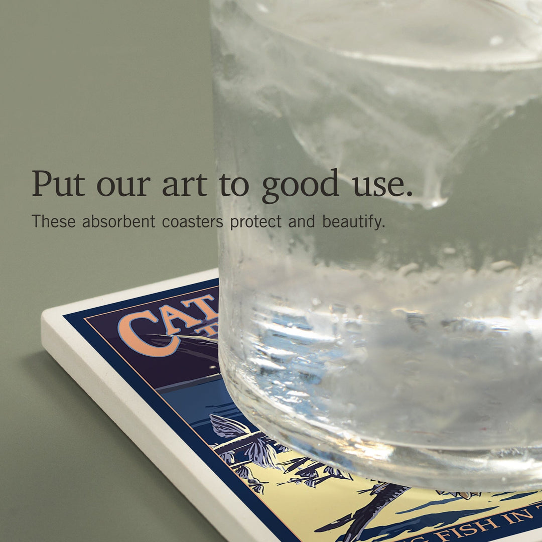 Catalina Island, California, Flying Fish, Coasters Coasters Lantern Press