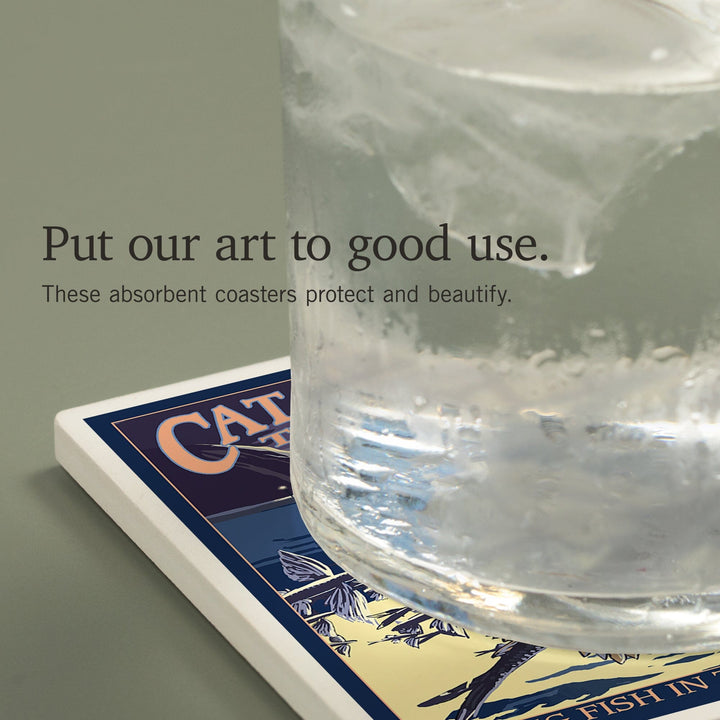 Catalina Island, California, Flying Fish, Coasters Coasters Lantern Press