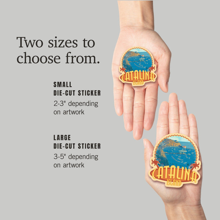 Catalina Island, California, Harbor Scene, Contour, Vinyl Sticker Sticker Lantern Press