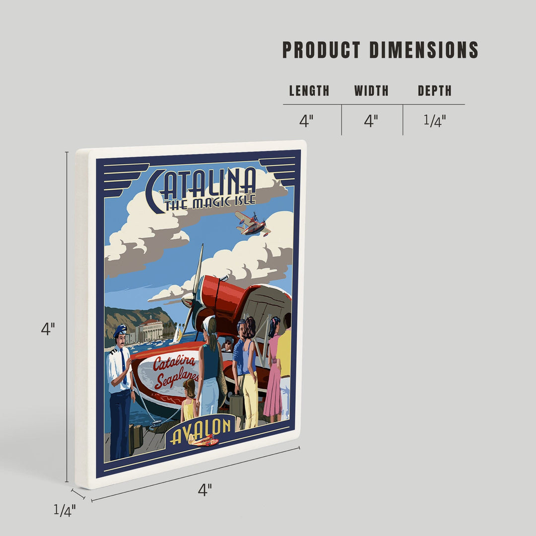 Catalina Island, California, Seaplane, Coasters Coasters Lantern Press