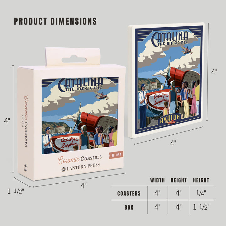 Catalina Island, California, Seaplane, Coasters Coasters Lantern Press