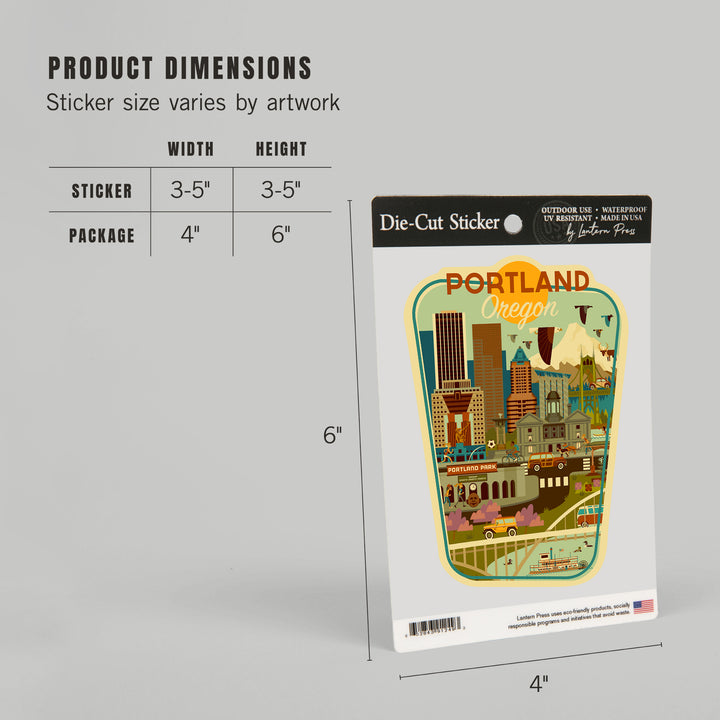 Portland, Oregon, Geometric, Contour, Vinyl Sticker