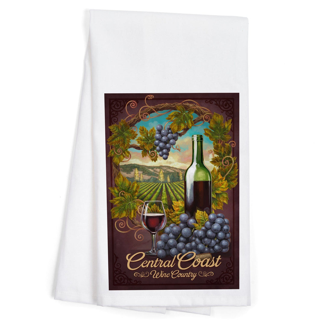 Central Coast, California, Wine Country, Organic Cotton Kitchen Tea Towels Kitchen Lantern Press