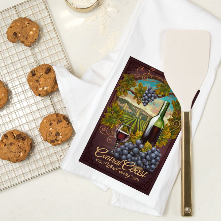 Central Coast, California, Wine Country, Organic Cotton Kitchen Tea Towels Kitchen Lantern Press
