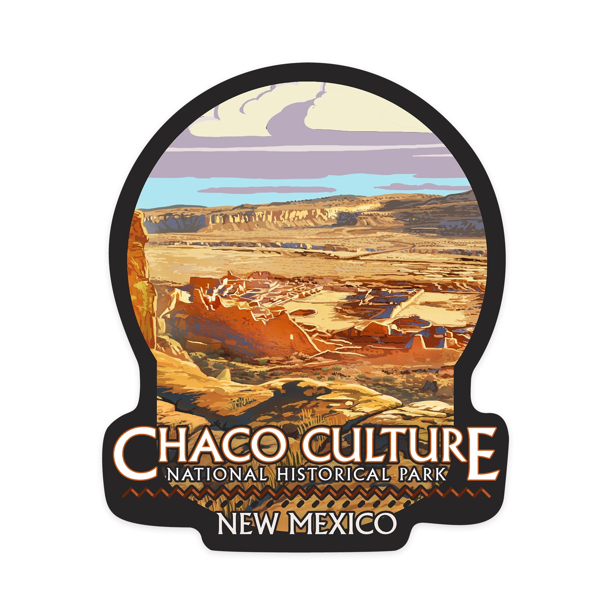 Chaco Culture National Historical Park New Mexico Contour Lantern Press Artwork Vinyl Sticker