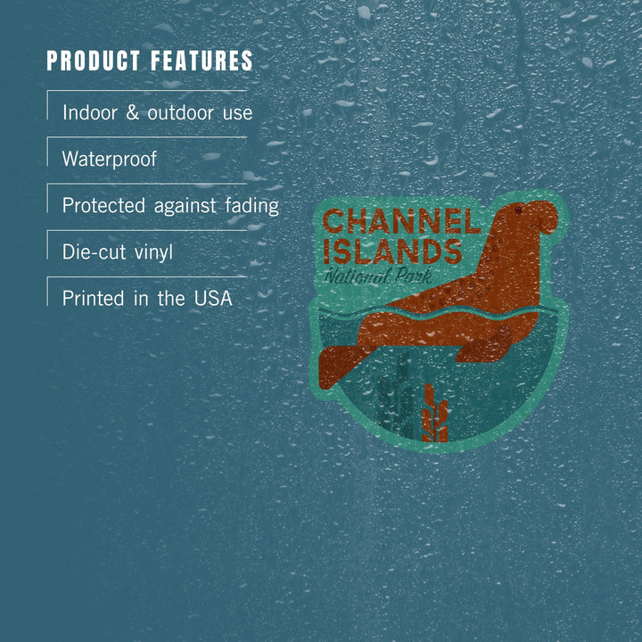 Channel Islands National Park, California, Elephant Seal, Geometric, Contour, Lantern Press Artwork, Vinyl Sticker - Lantern Press