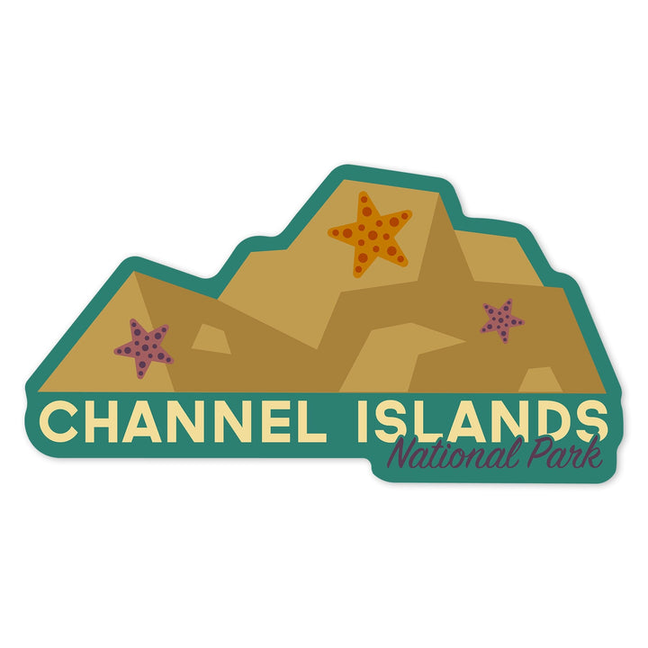 Channel Islands National Park, California, Starfish, Geometric, Contour, Vinyl Sticker Sticker Lantern Press