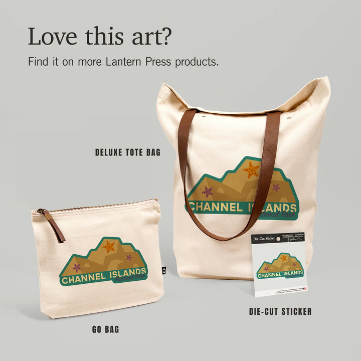 Channel Islands National Park, California, Starfish, Geometric, Contour, Vinyl Sticker Sticker Lantern Press