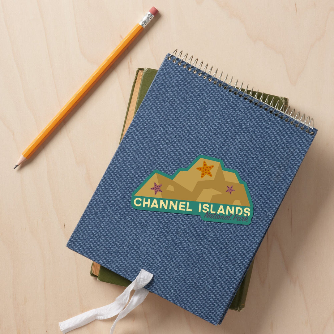 Channel Islands National Park, California, Starfish, Geometric, Contour, Vinyl Sticker Sticker Lantern Press