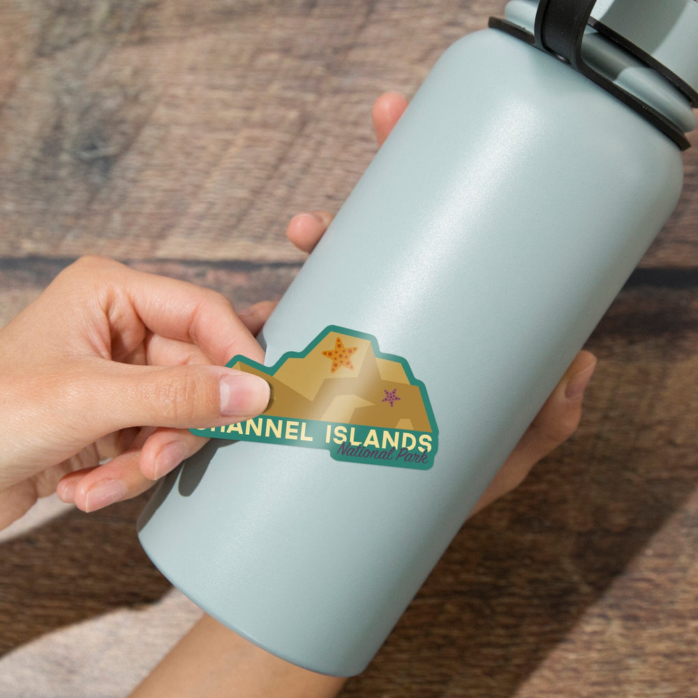 Channel Islands National Park, California, Starfish, Geometric, Contour, Vinyl Sticker Sticker Lantern Press