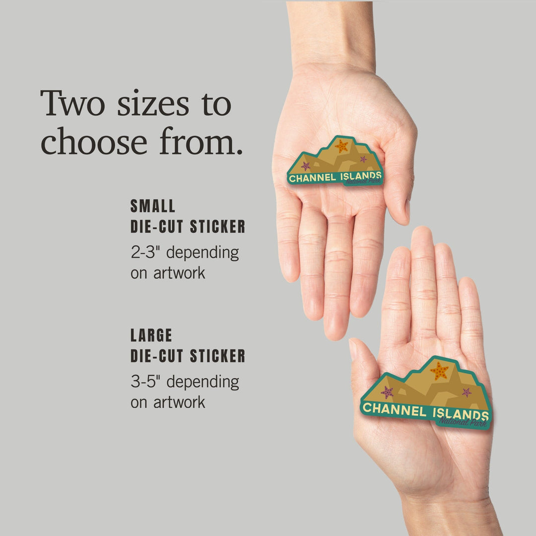 Channel Islands National Park, California, Starfish, Geometric, Contour, Vinyl Sticker Sticker Lantern Press