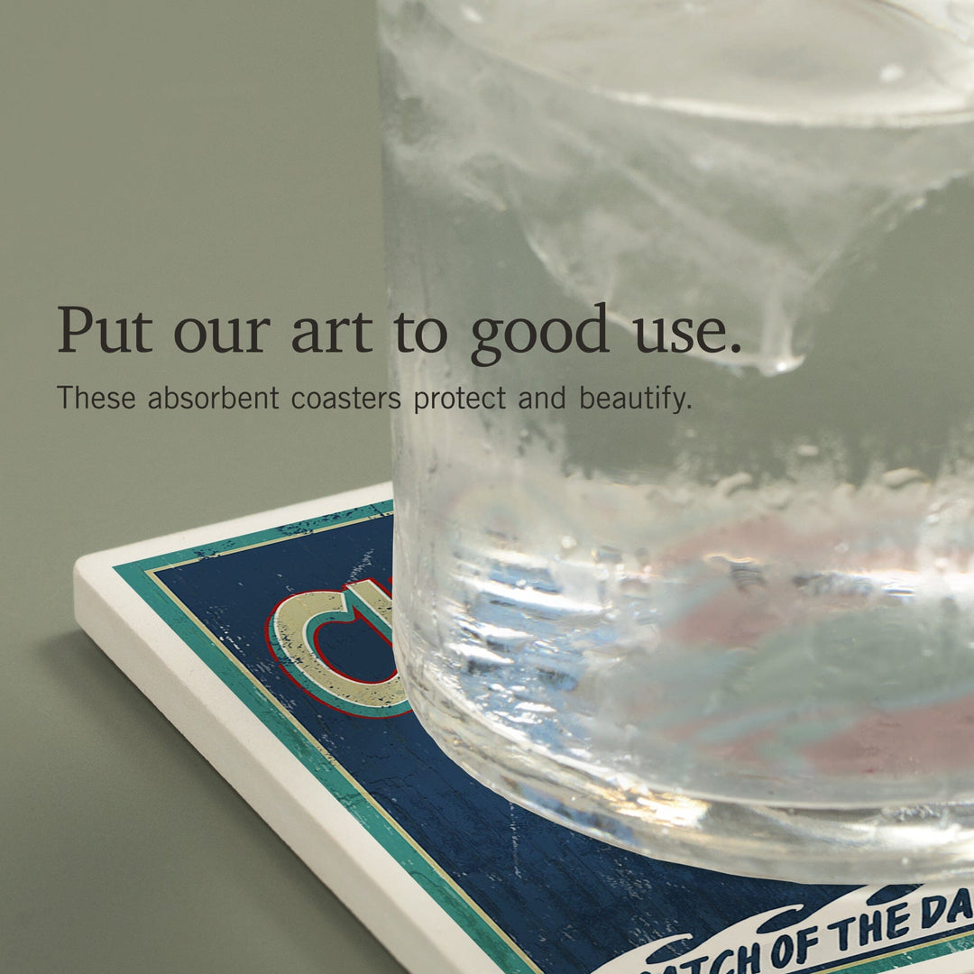 Charleston, South Carolina, Blue Crabs Vintage Sign, Coasters Coasters Lantern Press