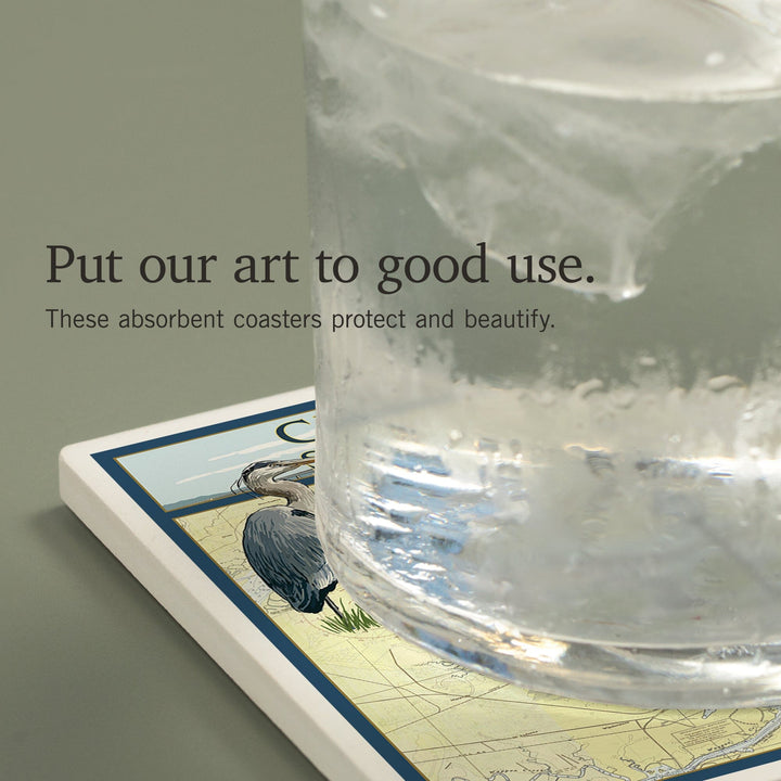 Charleston, South Carolina, Nautical Chart, Coasters Coasters Lantern Press