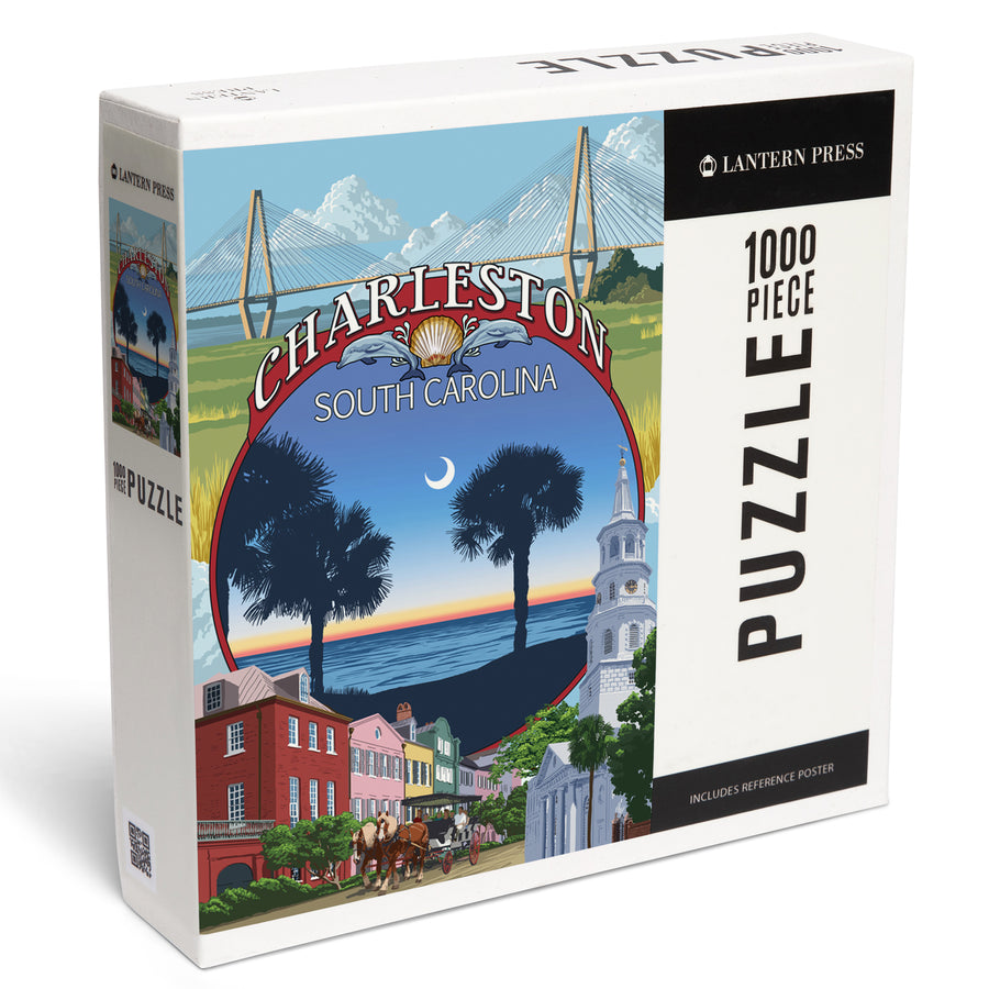 Charleston, South Carolina, Town Views, Jigsaw Puzzle Puzzle Lantern Press