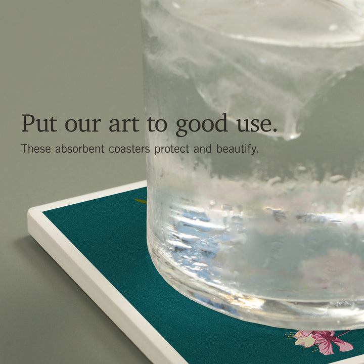 Cherry Blossoms, Letterpress, Coasters Coasters Lantern Press