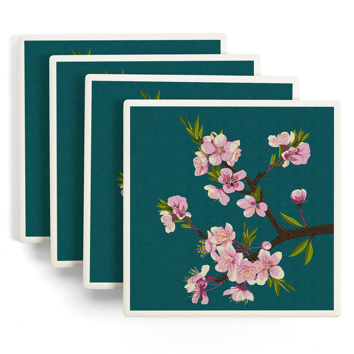Cherry Blossoms, Letterpress, Coasters Coasters Lantern Press