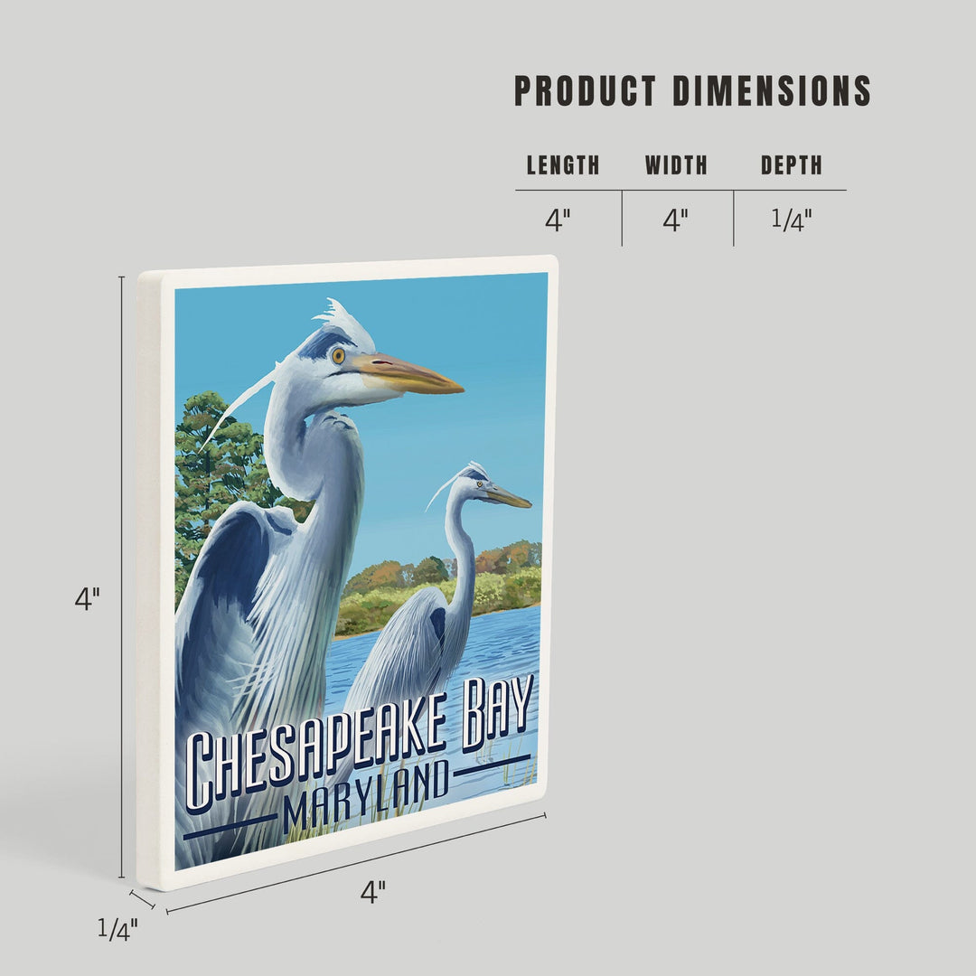 Chesapeake Bay, Maryland, Blue Heron, Coasters Coasters Lantern Press