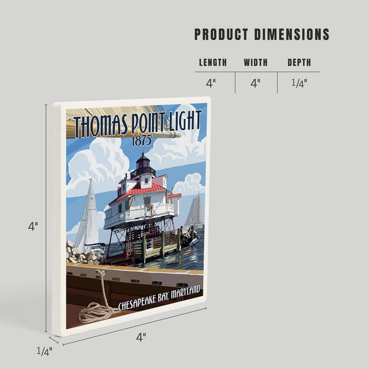 Chesapeake Bay, Maryland, Thomas Point Light, Coasters Coasters Lantern Press