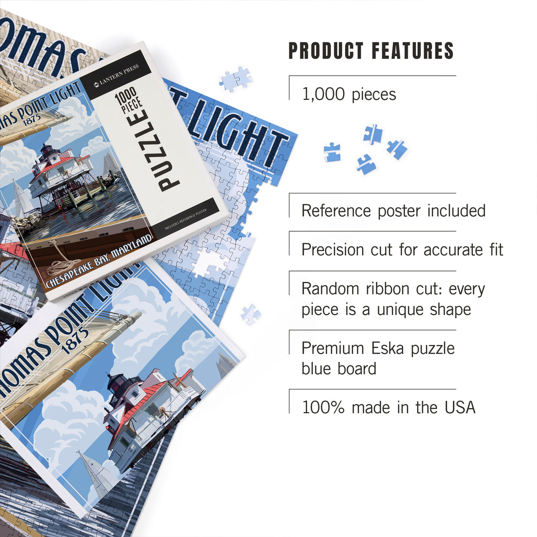 Chesapeake Bay, Maryland, Thomas Point Light, Jigsaw Puzzle Puzzle Lantern Press