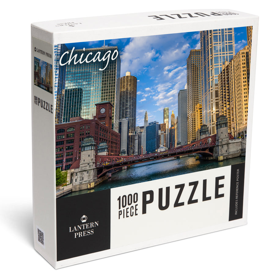 Chicago, Illinois, City and River, Jigsaw Puzzle Puzzle Lantern Press