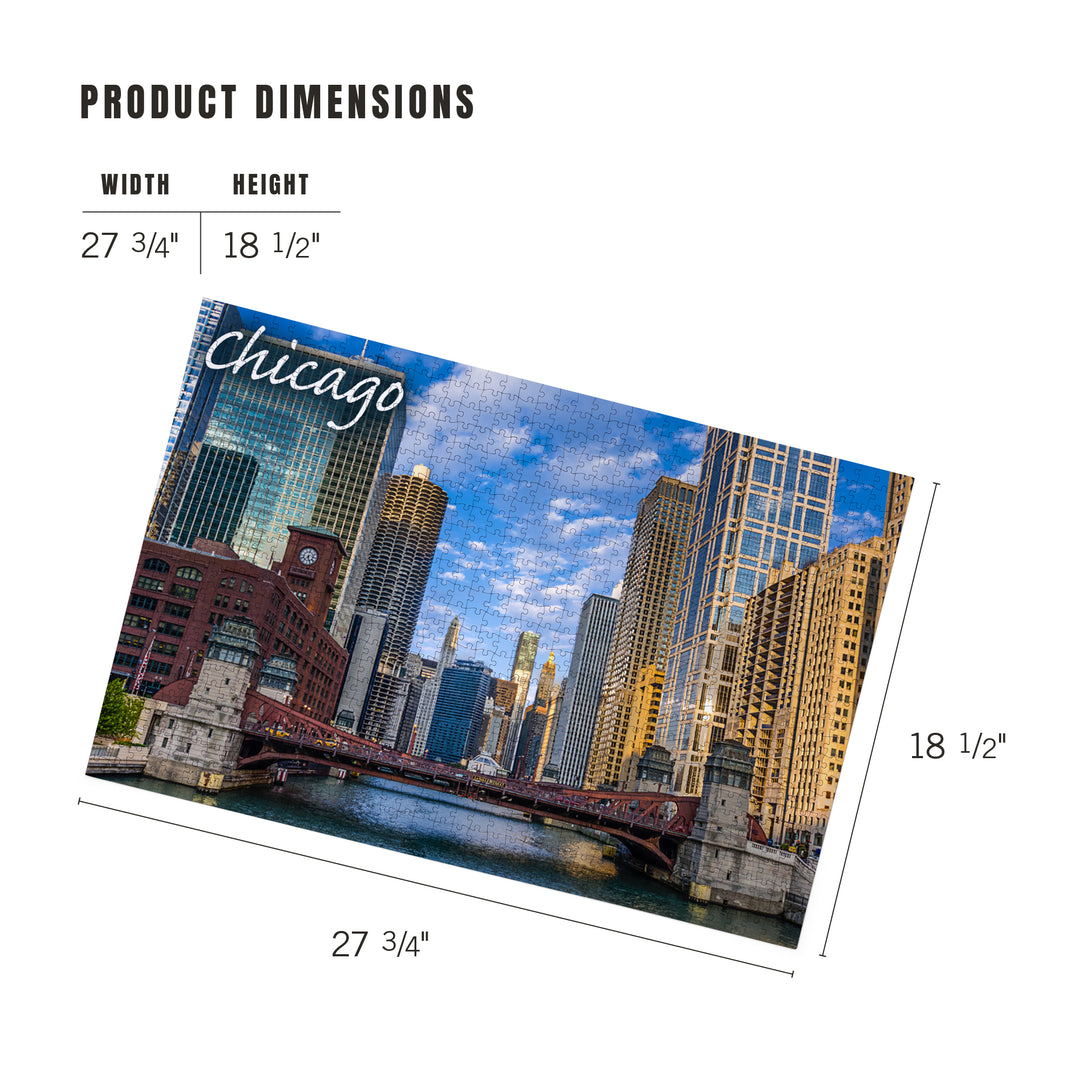 Chicago, Illinois, City and River, Jigsaw Puzzle Puzzle Lantern Press