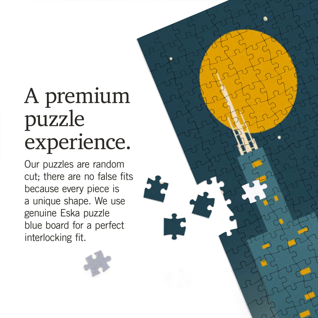 Chicago, Illinois, Retro Skyline Classic, Jigsaw Puzzle Puzzle Lantern Press