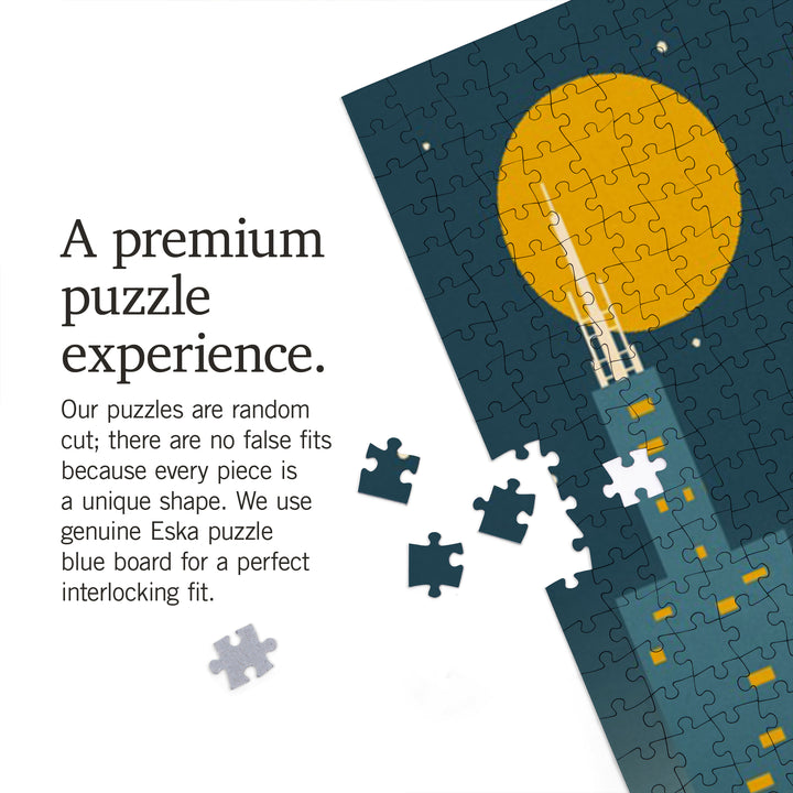 Chicago, Illinois, Retro Skyline Classic, Jigsaw Puzzle Puzzle Lantern Press