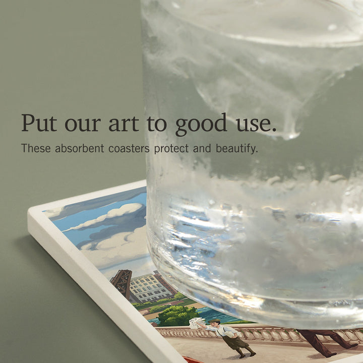 Chicago, Illinois, River View, Coasters Coasters Lantern Press