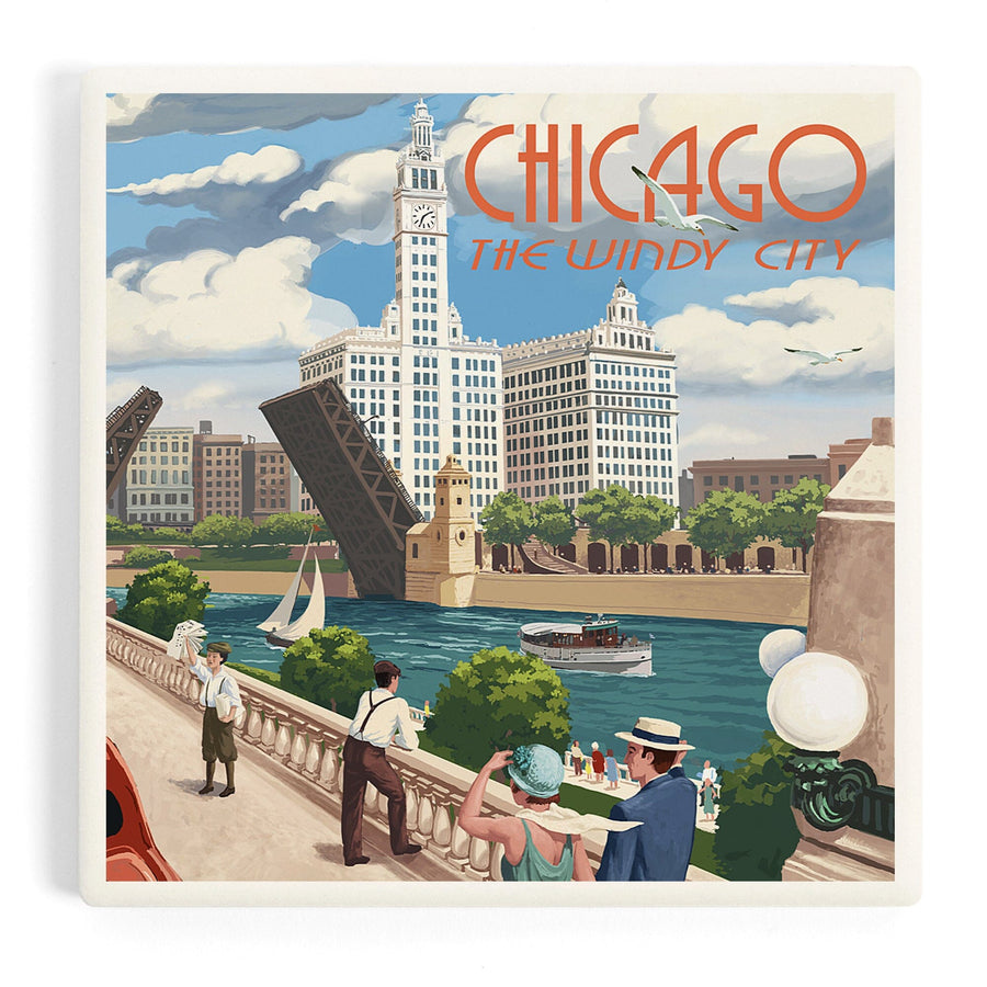 Chicago, Illinois, River View, Coasters Coasters Lantern Press