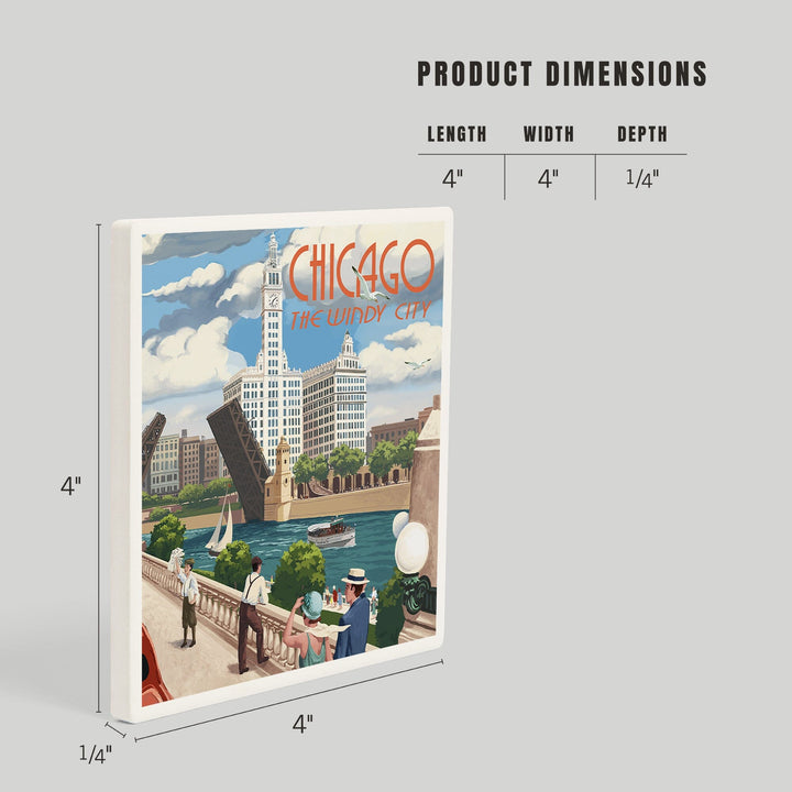 Chicago, Illinois, River View, Coasters Coasters Lantern Press