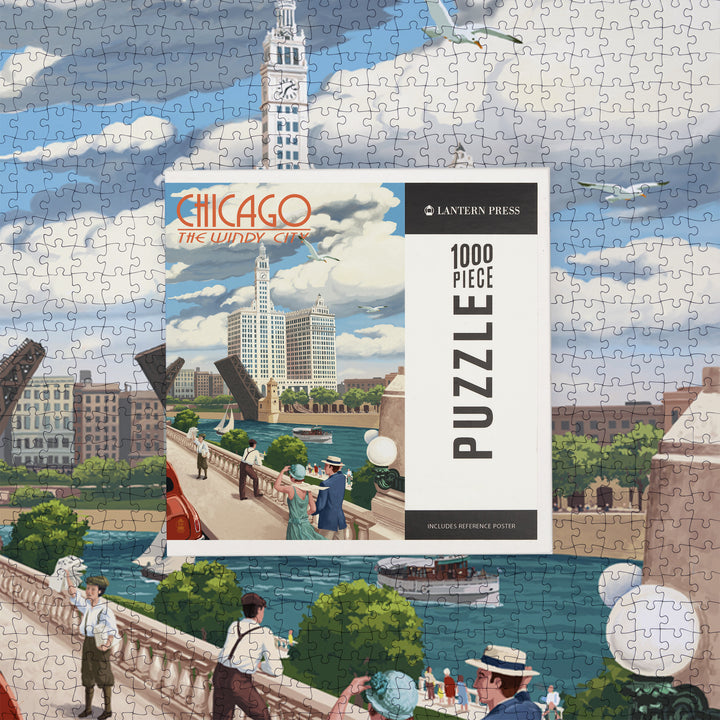Chicago, Illinois, River View, Jigsaw Puzzle Puzzle Lantern Press