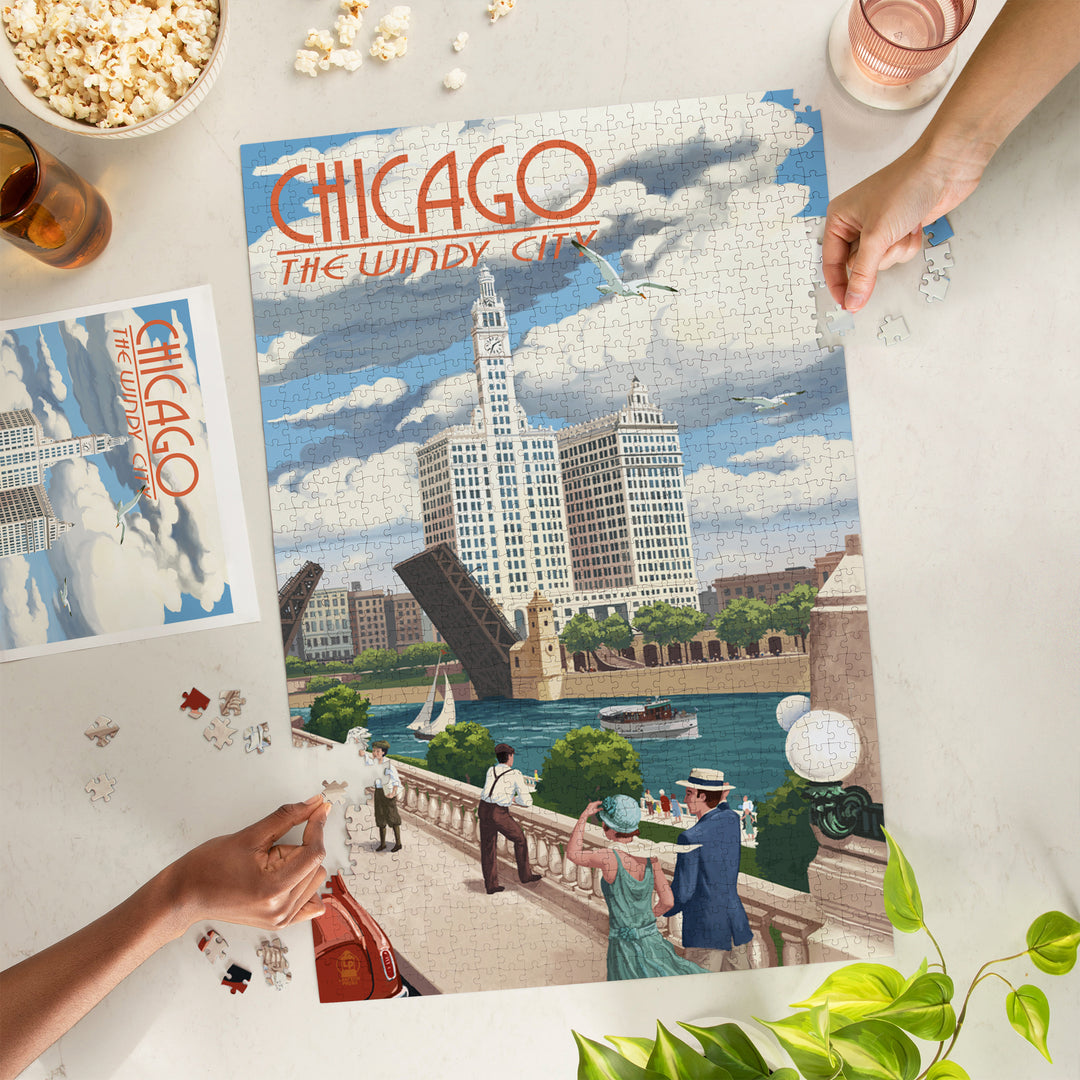 Chicago, Illinois, River View, Jigsaw Puzzle Puzzle Lantern Press