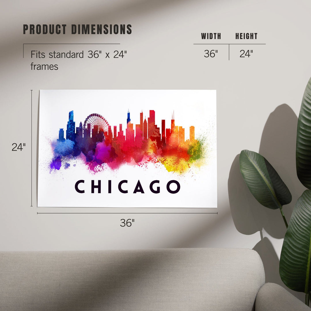 Chicago, Illinois, Skyline Abstract, White, Art & Giclee Prints - Lantern Press