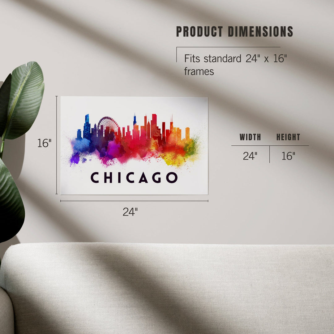 Chicago, Illinois, Skyline Abstract, White, Art & Giclee Prints - Lantern Press