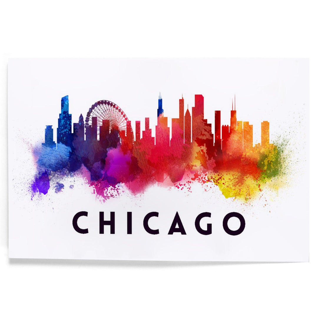 Chicago, Illinois, Skyline Abstract, White, Art & Giclee Prints - Lantern Press