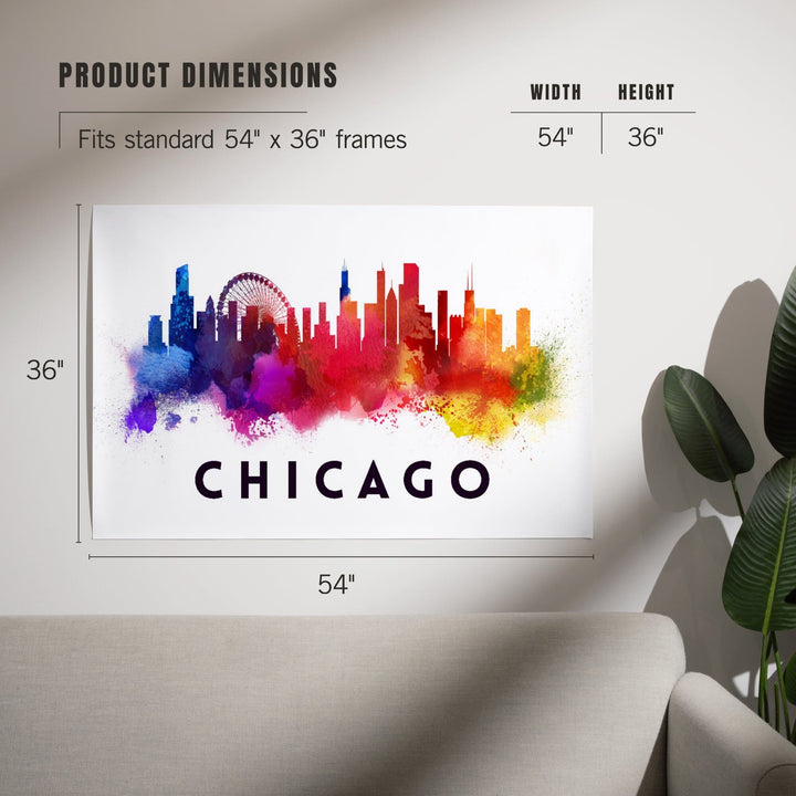 Chicago, Illinois, Skyline Abstract, White, Art & Giclee Prints - Lantern Press