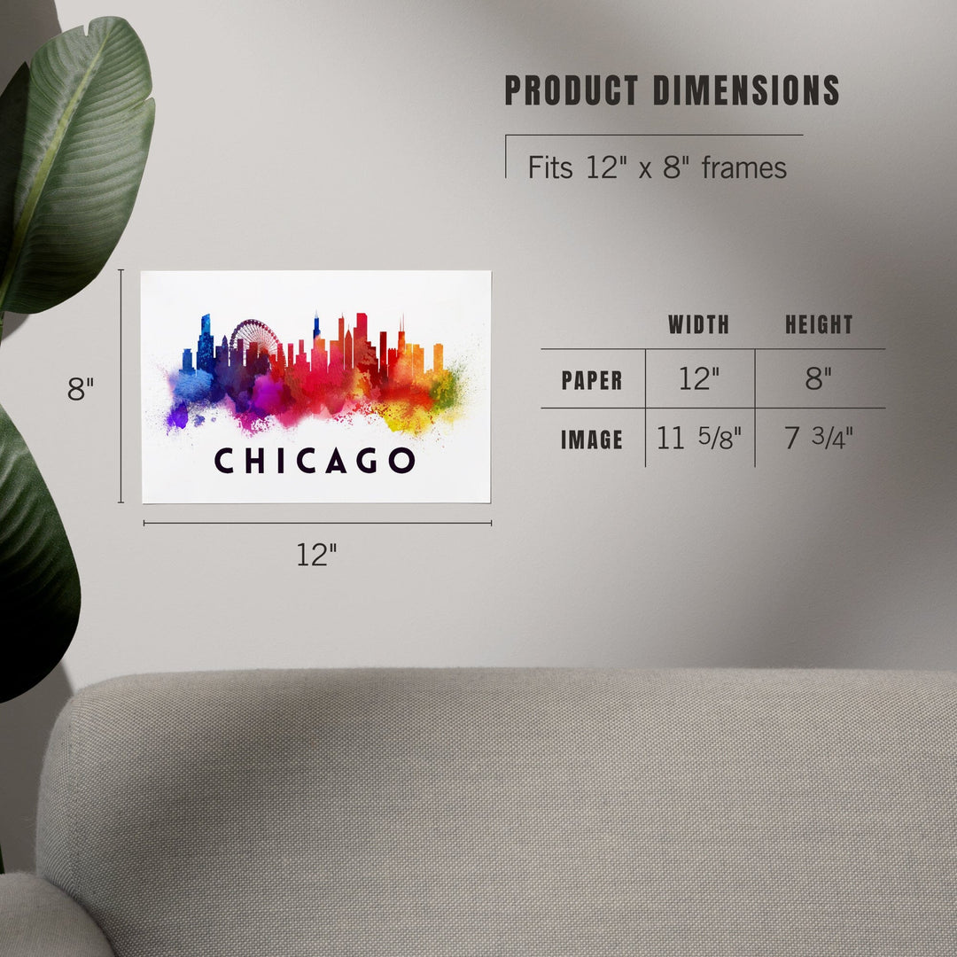 Chicago, Illinois, Skyline Abstract, White, Art & Giclee Prints - Lantern Press