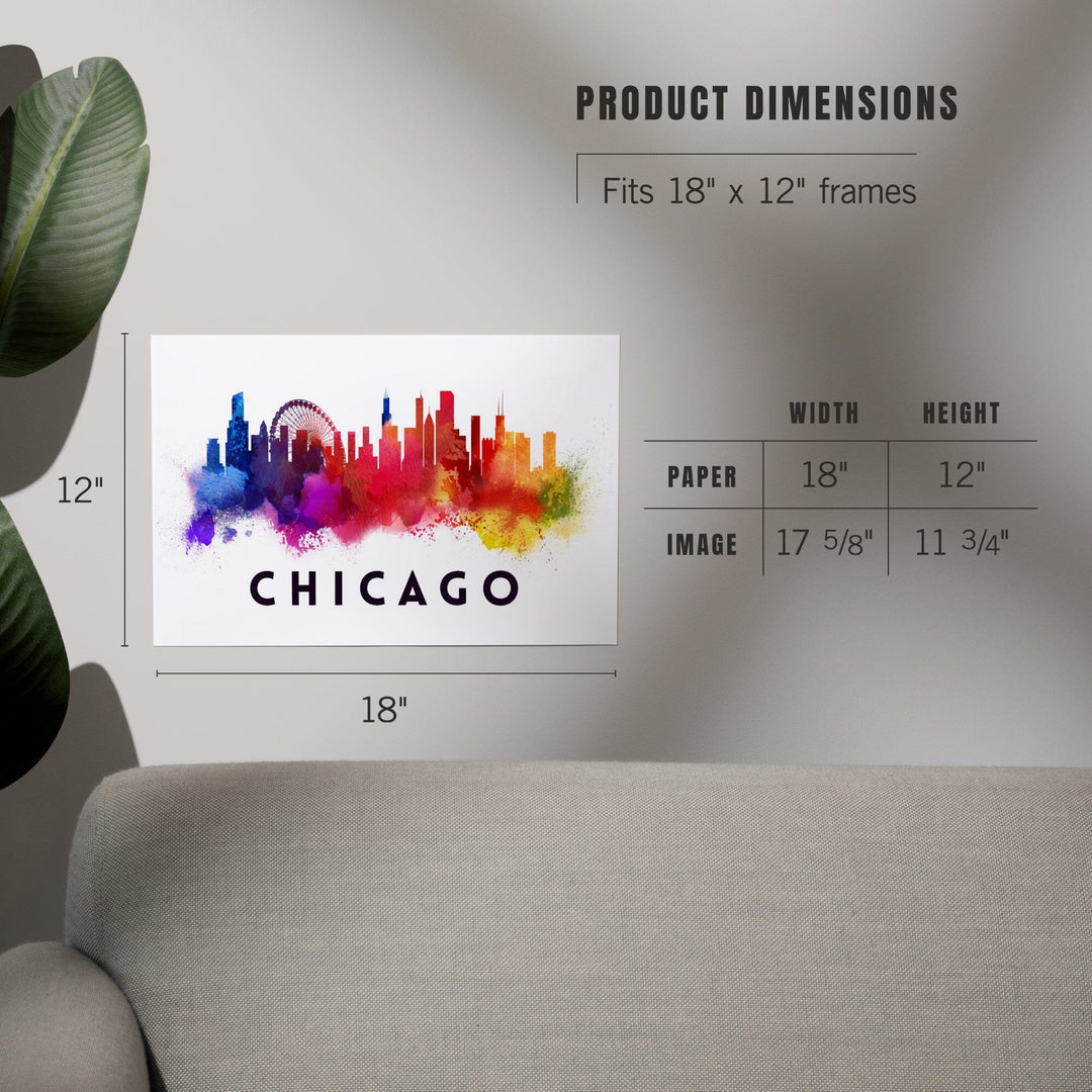 Chicago, Illinois, Skyline Abstract, White, Art & Giclee Prints - Lantern Press