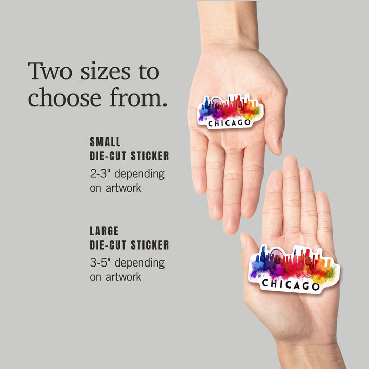 Chicago, Illinois, Skyline Abstract, White, Contour, Vinyl Sticker Sticker Lantern Press