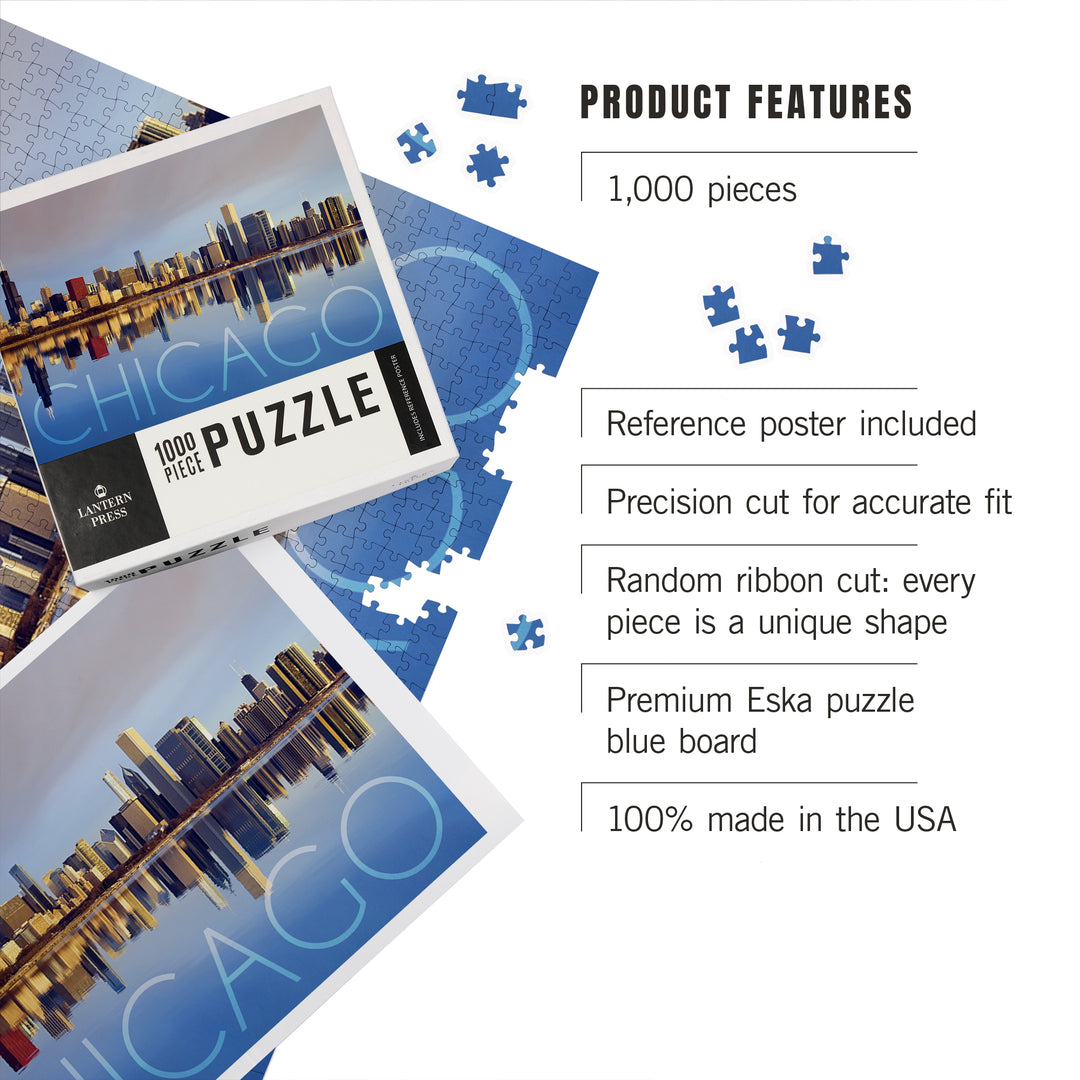 Chicago, Illinois, Skyline at Day, Jigsaw Puzzle Puzzle Lantern Press