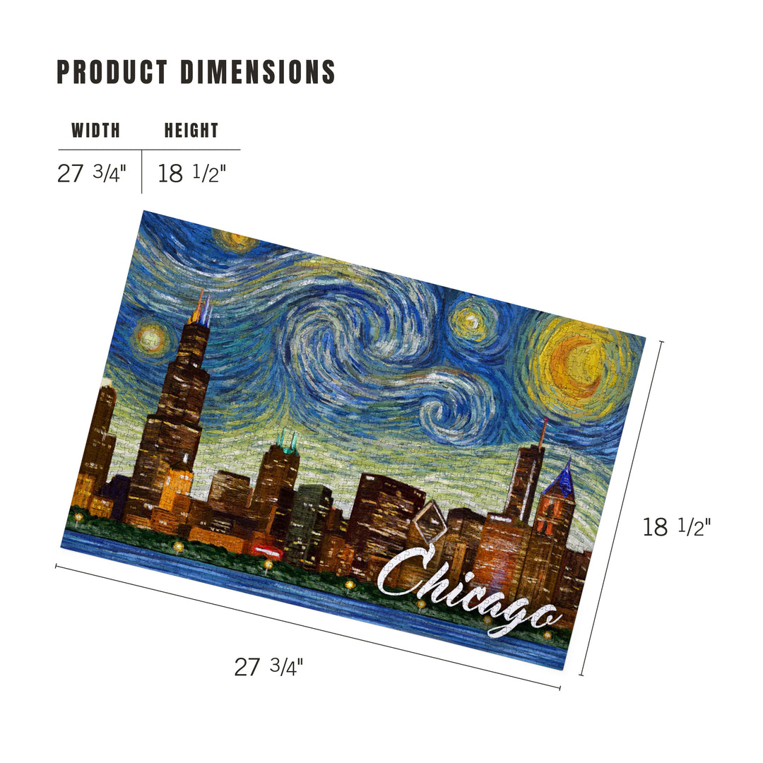 Chicago, Illinois, Starry Night City Series, Jigsaw Puzzle Puzzle Lantern Press