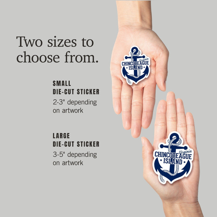 Chincoteague, Virginia, Anchor, Contour, Vinyl Sticker Sticker Lantern Press