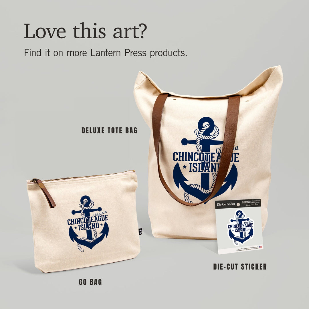 Chincoteague, Virginia, Anchor, Contour, Vinyl Sticker Sticker Lantern Press
