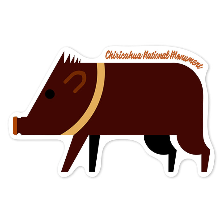 Chiricahua National Monument, Arizona, Javelina, Geometric, Contour, Lantern Press Artwork, Vinyl Sticker - Lantern Press