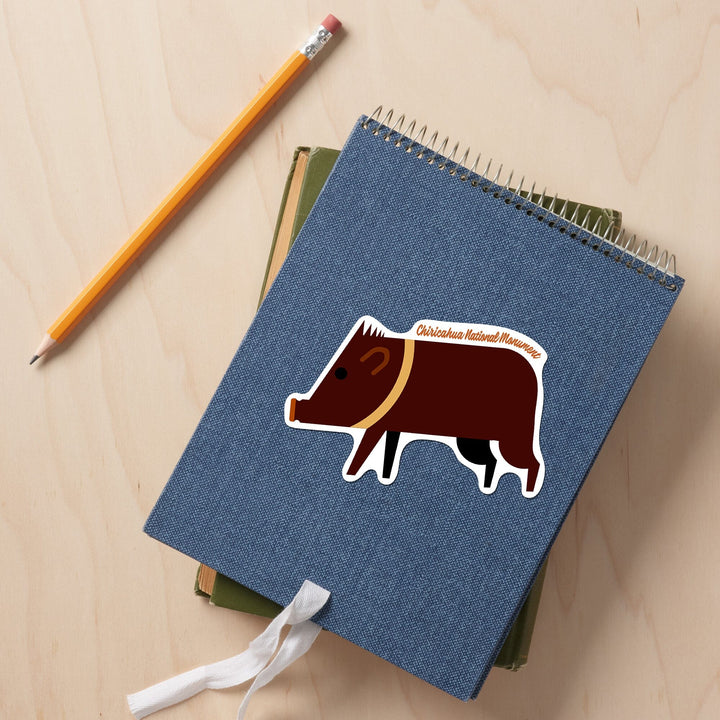 Chiricahua National Monument, Arizona, Javelina, Geometric, Contour, Lantern Press Artwork, Vinyl Sticker - Lantern Press